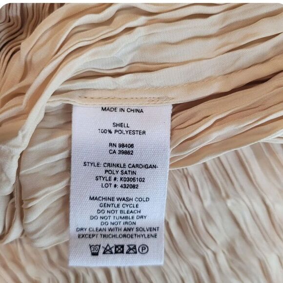 Theory Satin Long Slim Crinkle Cardigan Cream Small Never Worn Lightweight - Picture 15 of 15